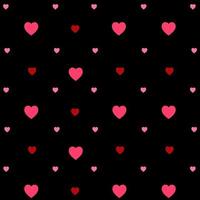 Seamless Pink heart pattern vector on black background.