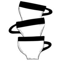 Stack of Folded Cups. vector illustration. Linear, hand drawn, doodle