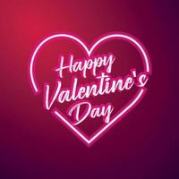 Happy valentines day Neon text effect with hearts vector