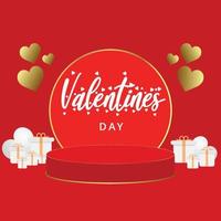 Valentines day mock up with podium Premium Vector