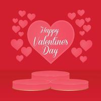 Valentines day mock up with podium Premium Vector