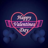 Happy valentines day in black background with hearts vector