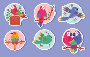 Spring Birds Sticker Collection vector