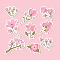 Beautiful Cherry Blossom Sticker Set vector