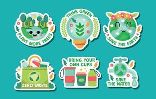 Earth Day Sticker Set vector