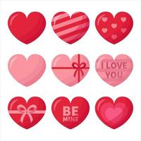 Vector Set of Hearts. Love Story Symbol. Design Elements for Valentine's Day or Wedding.