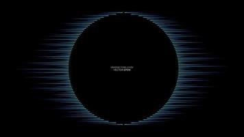 líneas abstractas vectoriales en forma circular enmarcadas en color azul aisladas en fondo negro en concepto de tecnología, música, ciencia, moderno. vector