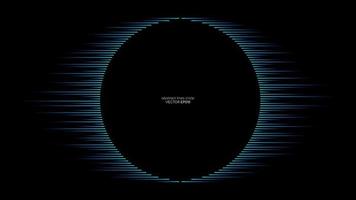 Vector abstract lines in circle round shape frame by blue color isolated on black background in concept technology, music, science, modern.