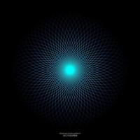 Abstract colorful spectrum light lines weaving pattern in circle shape isolated on black background. Vector illustration in concept technology, science, music, modern.