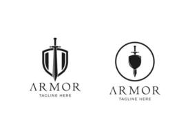 Shield Armor Sword for Military Legal Insurance logo design inspiration vector