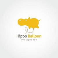 Hippo Design Template. Animal logo vector illustration