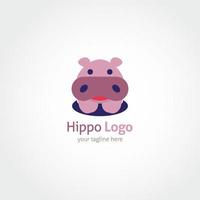 Hippo Design Template. Animal logo vector illustration