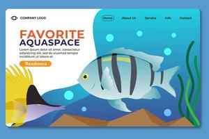 landing page or web page design templates for petshop, aquaspace, fish and betta fish . handrawn  vector illustration concepts for website and mobile website development.