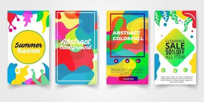 conjunto vectorial de fondos abstractos con espacio de copia para texto: pancartas brillantes y vibrantes, afiches, plantillas de diseño de portada, fondos de pantalla de historias de medios sociales con hojas y plantas tropicales vector