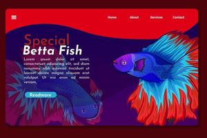 landing page or web page design templates for petshop, aquaspace, fish and betta fish . handrawn  vector illustration concepts for website and mobile website development.