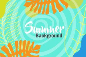 Summer text  and line leaves Background vector for invitation, poster event.