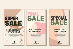 Stories template set for banner sale, presentation, flyer, poster, invitation. Screen backdrop for mobile app. Instagram story mockup. vector