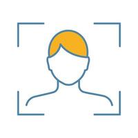 Facial recognition color icon. Face scan. Biometric identification. Face ID. Isolated vector illustration