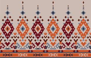 arte abstracto étnico ikat. patrón impecable en estilo tribal, bordado folclórico y mexicano. estampado de adornos de arte geométrico azteca.diseño para alfombras, papel pintado, ropa, envoltura, tela, cubierta, textil vector