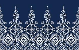 Ethnic Abstract Blue color. Seamless pattern in tribal, folk embroidery, and Mexican style. Aztec geometric art ornament print.Design for carpet, wallpaper, clothing, wrapping, fabric, cover, textile vector