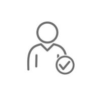 user icon with check mark.  flat design on white background. vector