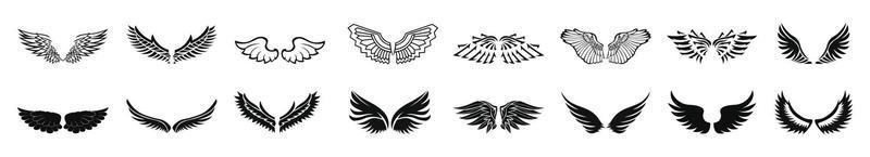 conjunto de iconos de alas. conjunto simple de iconos de vector de alas para alas de estilo de logotipo