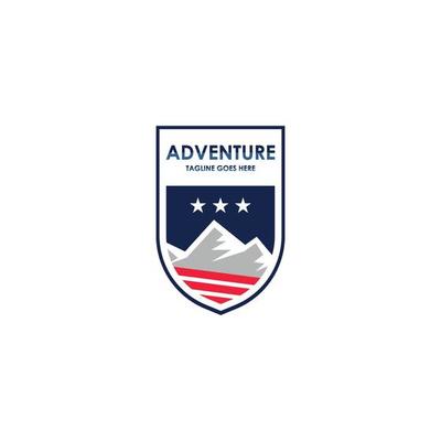 Adventure logo design template with badge, emblem, and elegant concept. perfect for business, clothing, company, mobile, adventure, traveling, hiking, outdoor, store, etc.