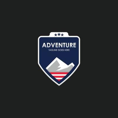 Adventure logo design template with badge, emblem, and elegant concept. perfect for business, clothing, company, mobile, adventure, traveling, hiking, outdoor, store, etc.