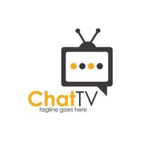 plantilla de diseño de logotipo de chat tv editable única y simple vector