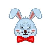 Bunny head rabbit face squint cartoon isolated white background vector