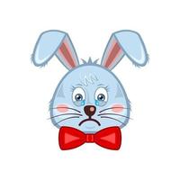 Bunny head rabbit face crying cartoon isolated white background vector