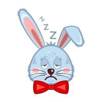 Bunny head rabbit face sleep cartoon isolated white background vector