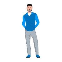 man standing front wiew cartoon isolated white background vector