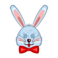 Bunny head rabbit face hypnosis cartoon isolated white background vector