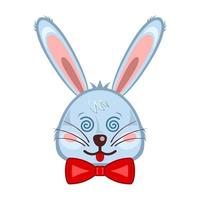 Bunny head rabbit face hypnosis cartoon isolated white background vector