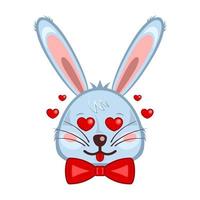 Bunny head rabbit face love cartoon isolated white background vector