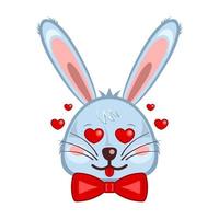 Bunny head rabbit face love cartoon isolated white background vector