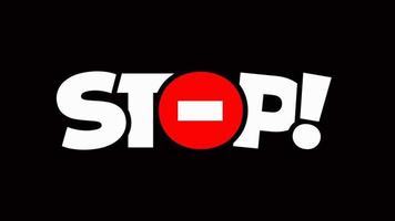Animated Stop Text and Forbidden Icon. Suitable for education content about traffic sign. video