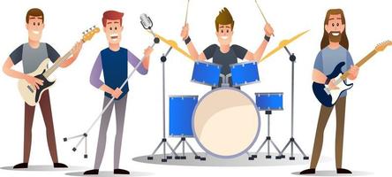 Music band character set in flat cartoon illustration