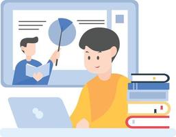 study at home, work from home, presentation illustration, flat design vector