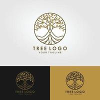 Root Of The Tree logo illustration. Vector silhouette of a tree,Abstract vibrant tree logo design, root vector - Tree of life logo design inspiration isolated on white background.