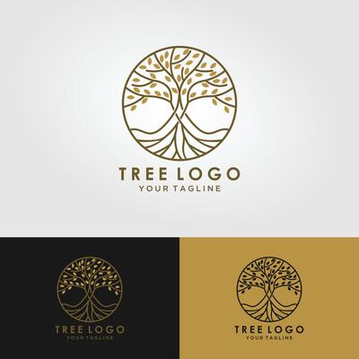 Root Of The Tree logo illustration. Vector silhouette of a tree ...