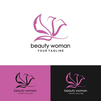 Silhouette of a beautiful girl with long hair. Good choice for Logo, emblem, spa or beauty salon label.