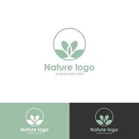 Tropical plant logo. Circle flower emblem in linear n circle style. Vector abstract badge for natural product design, florist, cosmetics, ecology concept, wellness, spa, yoga center.