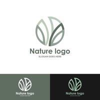 Tropical plant logo. Circle flower emblem in linear n circle style. Vector abstract badge for natural product design, florist, cosmetics, ecology concept, wellness, spa, yoga center.