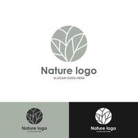 Tropical plant logo. Circle flower emblem in linear n circle style. Vector abstract badge for natural product design, florist, cosmetics, ecology concept, wellness, spa, yoga center.