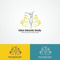 Lotus flower logo with human silhouette vector