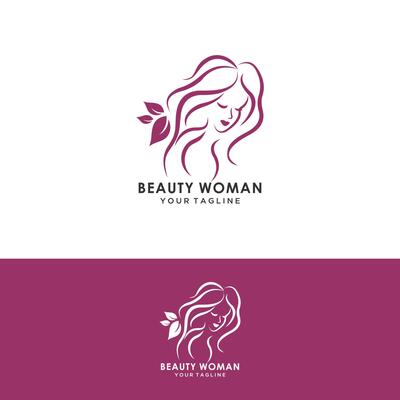 Silhouette of a beautiful girl with long hair. Good choice for Logo, emblem, spa or beauty salon label.