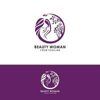 Silhouette of a beautiful girl with long hair. Good choice for Logo, emblem, spa or beauty salon label. vector