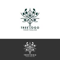 Root Of The Tree logo illustration. Vector silhouette of a tree,Abstract vibrant tree logo design, root vector - Tree of life logo design inspiration isolated on white background.